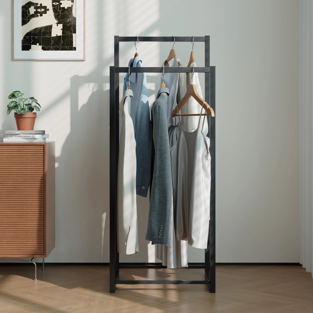 Stand Appendiabiti Holtalen con 2 Barre Organizzatore Guardaroba 100 x 40 x 30 cm - Nero [en.casa]
