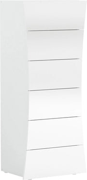 Mobile Cassettiera 6 Cassetti Settimino 52x40x121,7 cm Arco Bianco Lucido