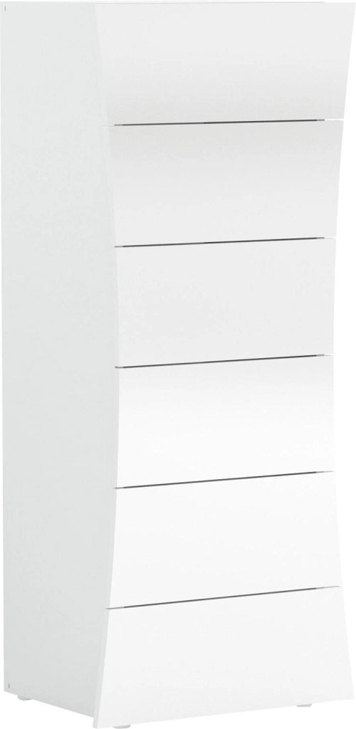 Mobile Cassettiera 6 Cassetti Settimino 52x40x121,7 cm Arco Bianco Lucido