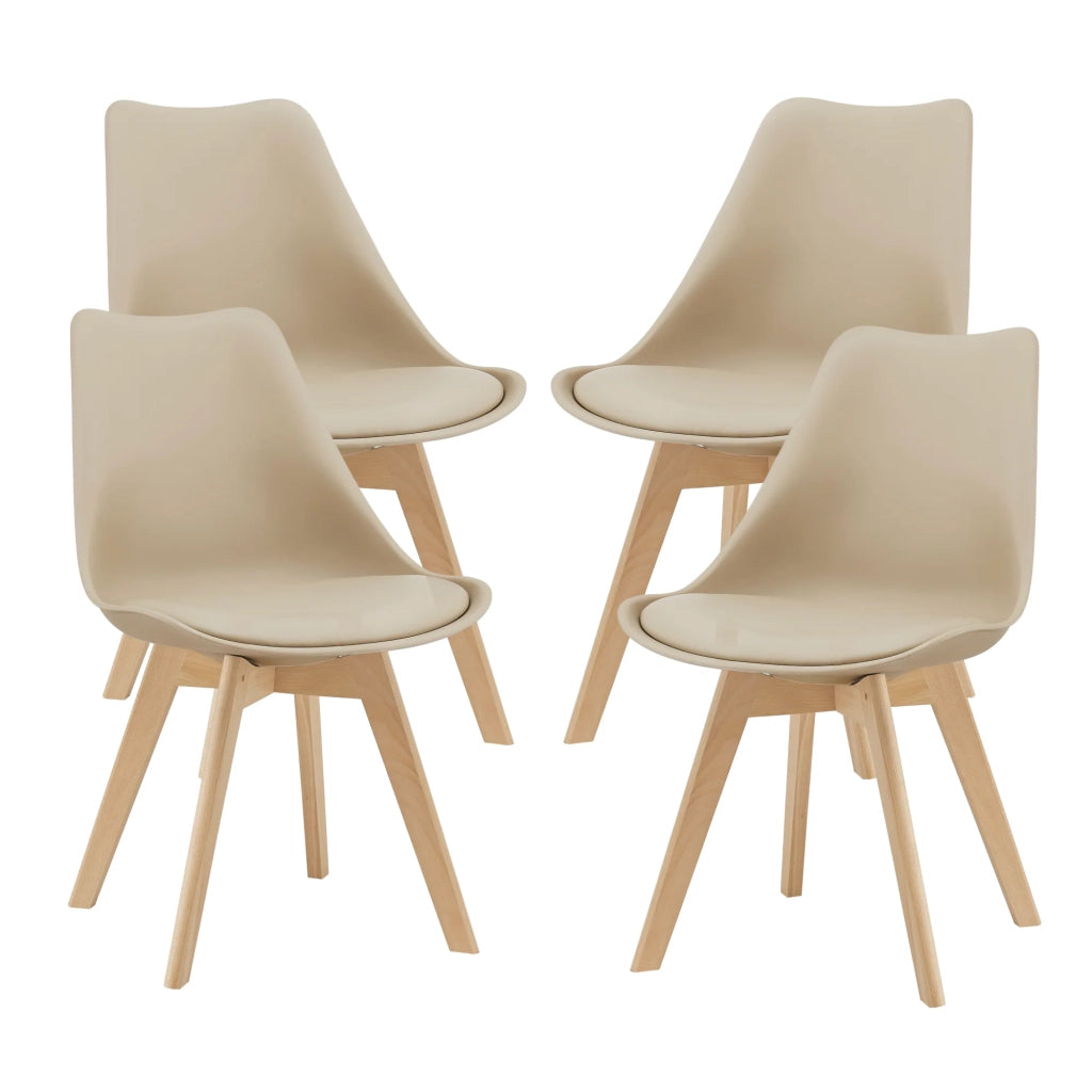 Set di 4 sedie da pranzo in similpelle color faggio beige 03_0006760