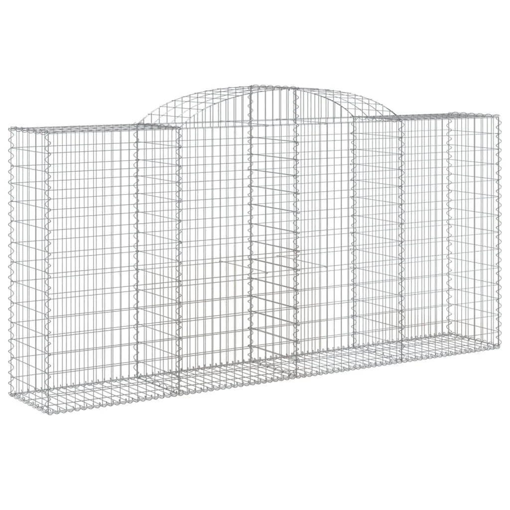 Cestini gabbioni recinzione a gabbia muro di contenimento ad arco 7 pezzi 300 x 50 x 140/160 cm ferro zincato argento 02_0041109