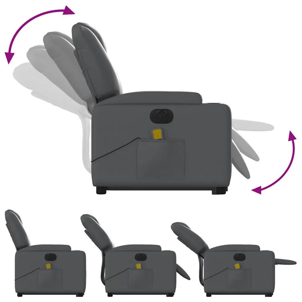 Poltrona Alzapersona Elettrica Reclinabile Grigio in Similpelle 3204454