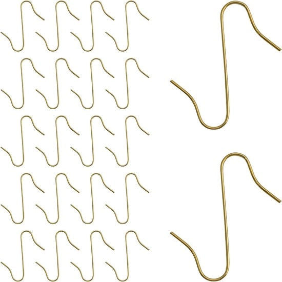 Decorazioni per albero di Natale a forma di S, 200 pezzi, hanger per albero di Natale, decorazioni per albero di Natale, giallo oro, decorazioni per feste