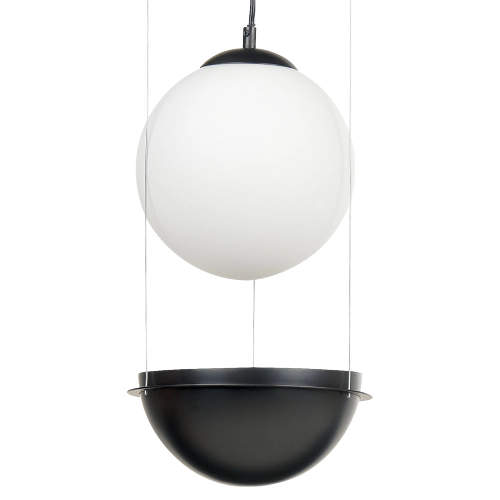 Lampada a sospensione con paralume in vetro nero Forma di globo rotondo Luce a sospensione
