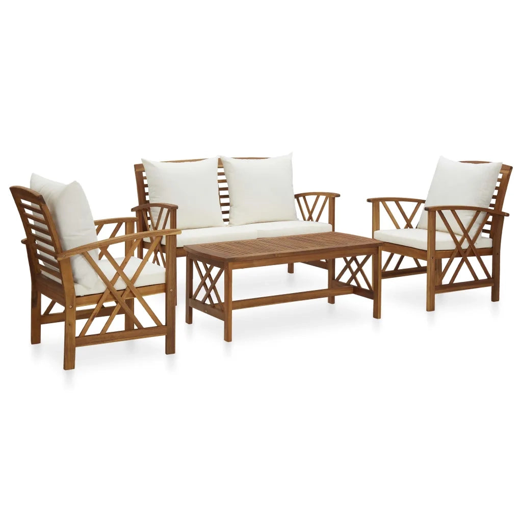 Set Divani da Giardino 4 pz con Cuscini in Massello di Acacia 3057987