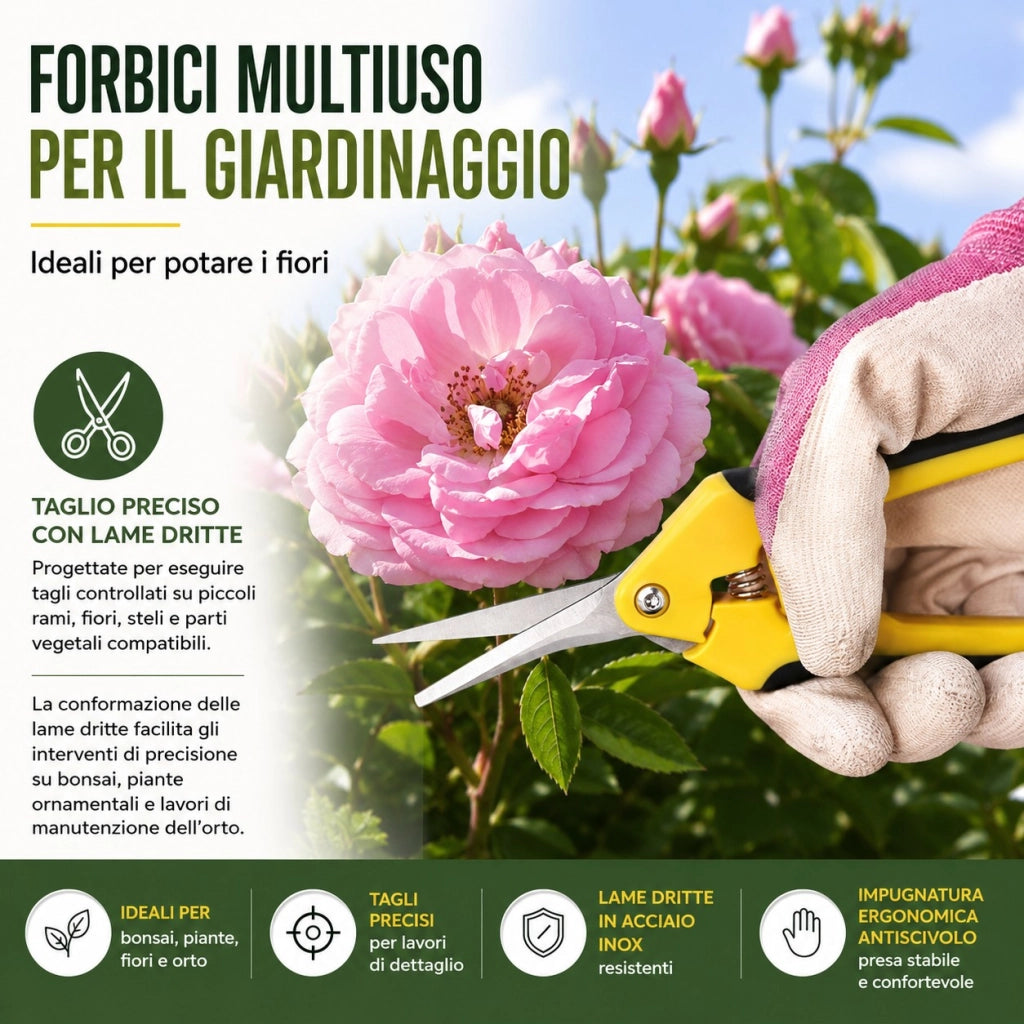 Forbici da Potatura 165 mm Acciaio Inox per Bonsai e Piante 353711