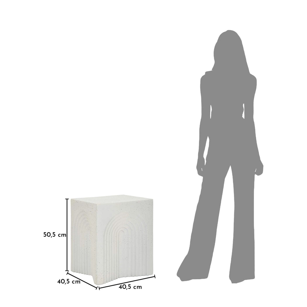 Galato, Tavolino da Salotto Adatto per Indoor/outdoor, 48x58x48h cm Bianco Marmo