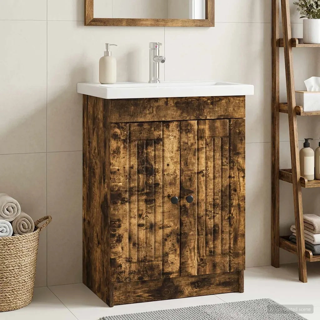 Mobiletto da bagno sotto il lavello Rovere Fumo 890049