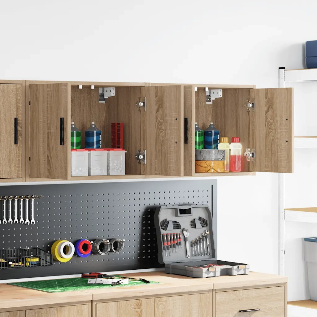 vidaXL Pensili per Garage 2 pz Rovere Sonoma in Legno Multistrato