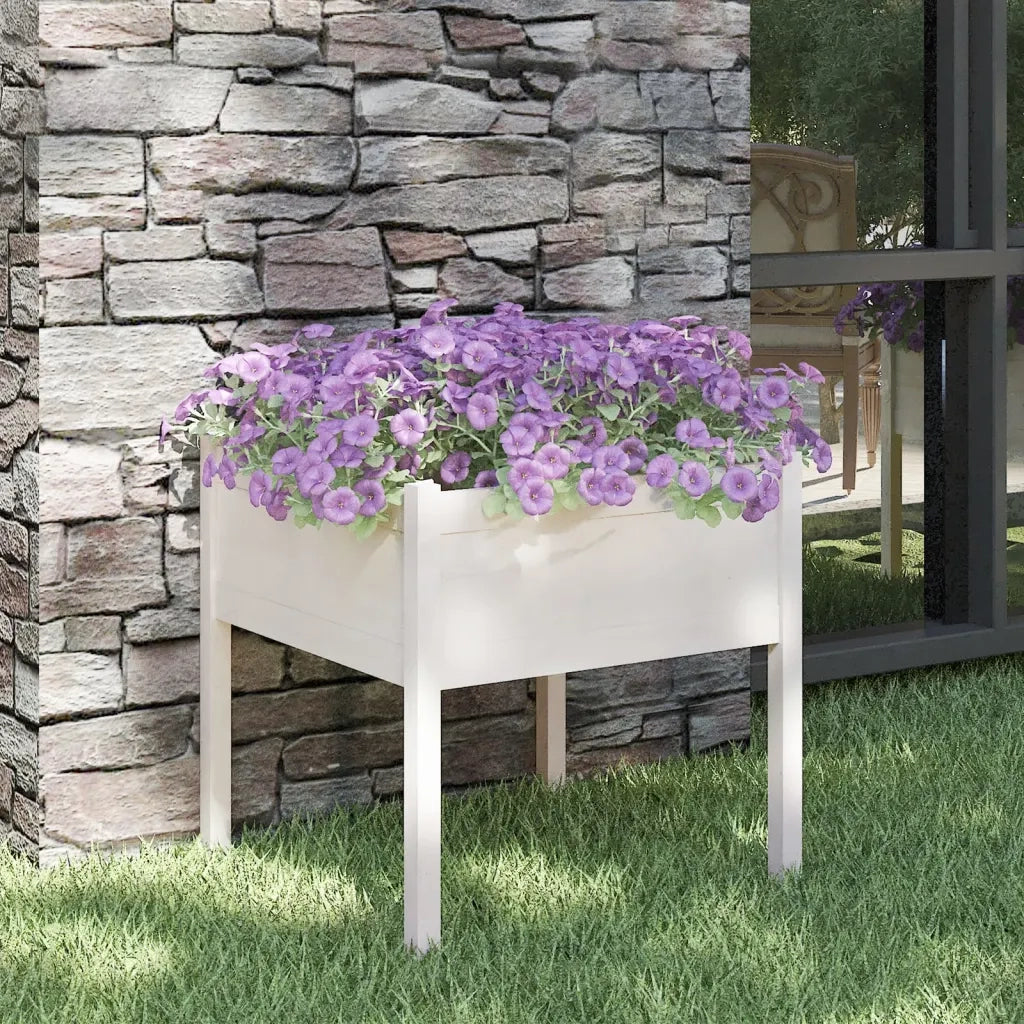 Fioriera da Giardino-Vaso da Esterno Bianca 70x70x70 cm Legno Massello di Pino 495619