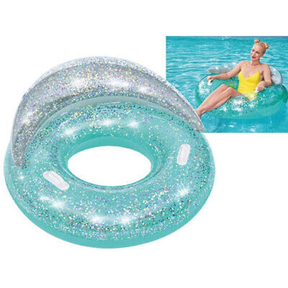 Trade Shop - Ciambella Gonfiabile Dream Glitter 117 X 117 Cm Salvagente Con 2 Maniglie 43509 -
