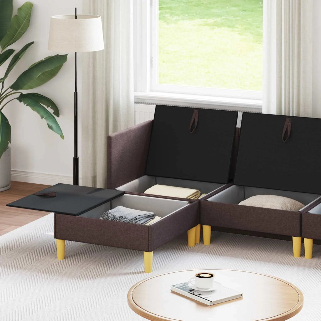 Set di mobili per il soggiorno 6 pcs Marrone Scuro Tessuto 3413697