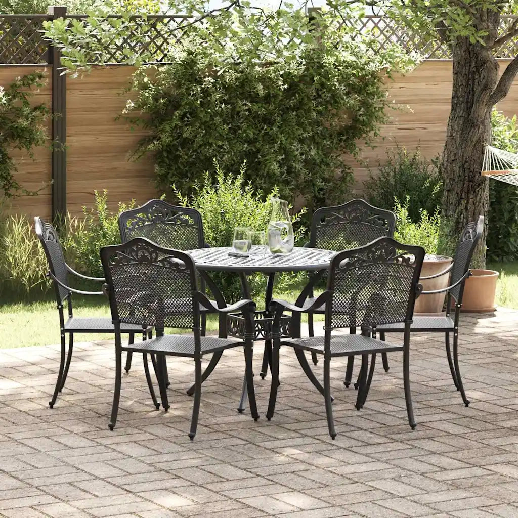 Set da Pranzo per Giardino 7 pcs Nero Alluminio 3334705