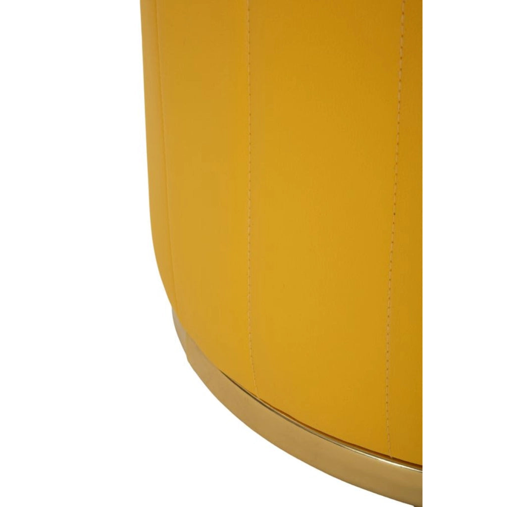 Pouf contenitore London in ecopelle senape e base in metallo oro