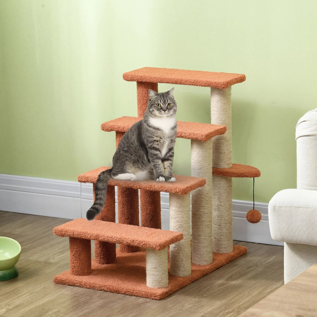 Scala per Gatti 4 Gradini ¨C Zephmum ¨C Marrone 60x40x64 cm