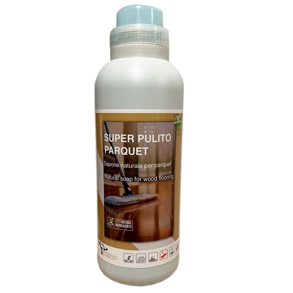 il #n1 - SUPER PULITO PARQUET rivoluzionario detergente NATURALE a PH NEUTRO e protettivi formulato per parquet - Di Eternal Parquet - flacone da 1 litro