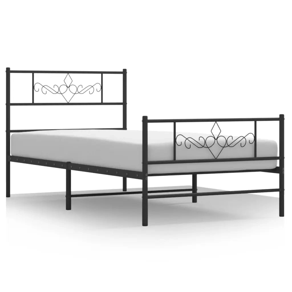 Giroletto con Testiera e Pediera Metallo Nero 75x190 cmcod mxl 81916