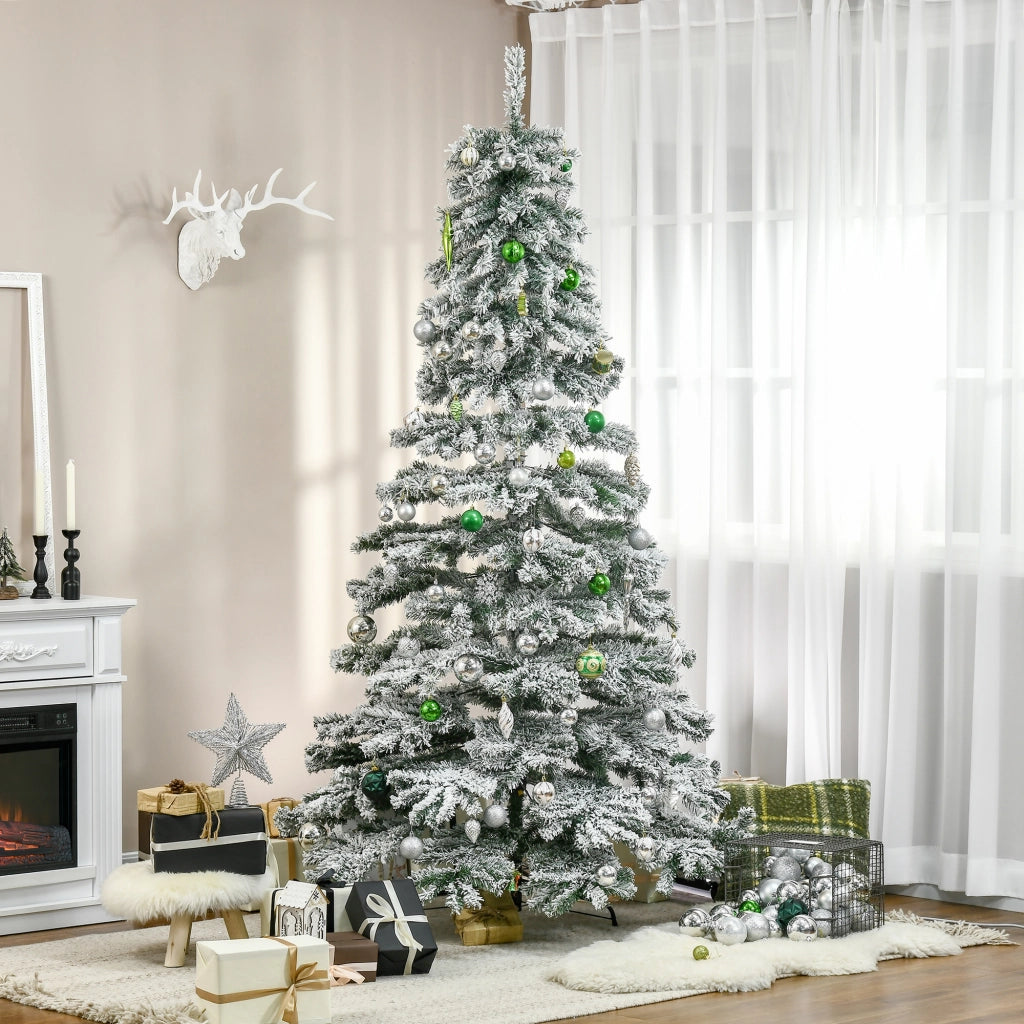 Albero di Natale Artificiale 225 cm ¨C Zephmum ¨C Verde e Bianco con Supporto in Metallo