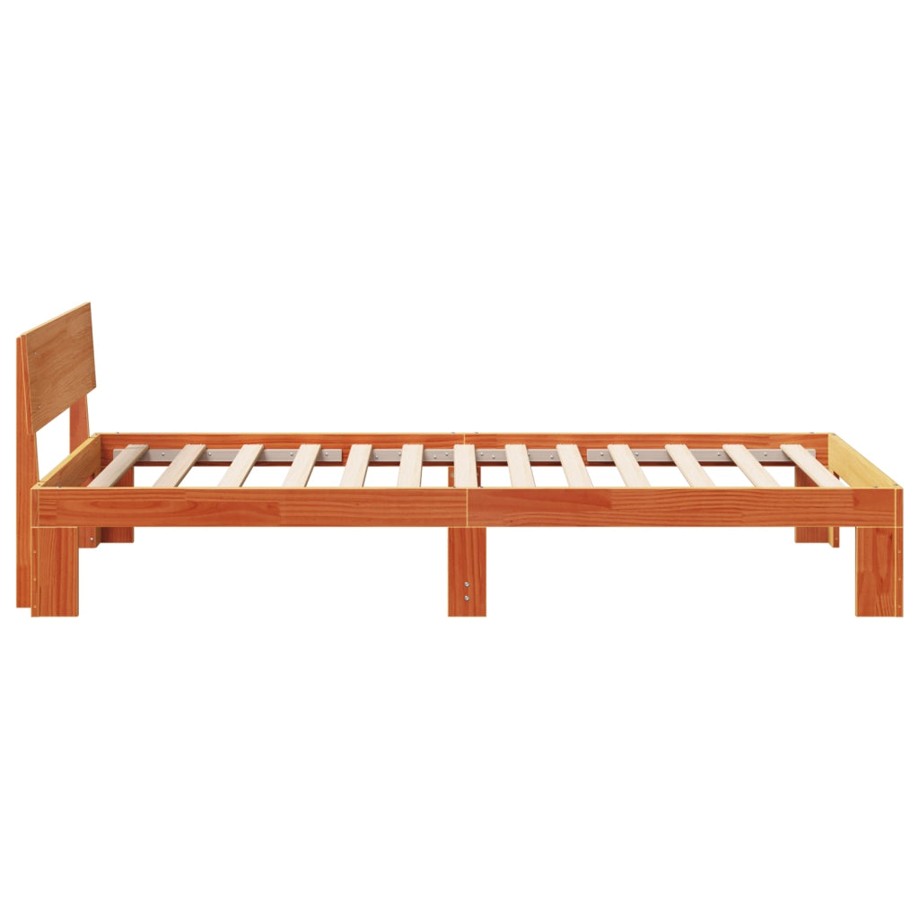 Struttura Letto con Testiera Marrone Cerato 90x190 cm Legno Massello di Pino