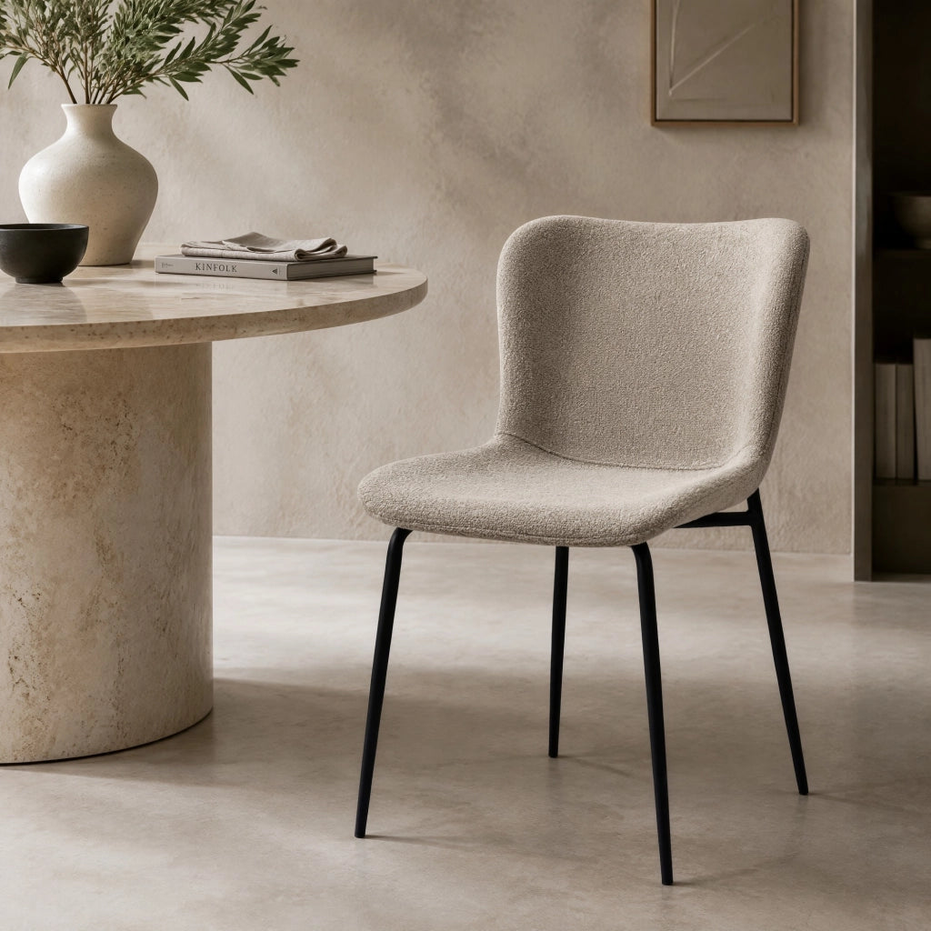 Sedia da pranzo Set da 2 con Schienale Alto Arrotondato e Design Ergonomico, in Tessuto e Metallo, Cachi