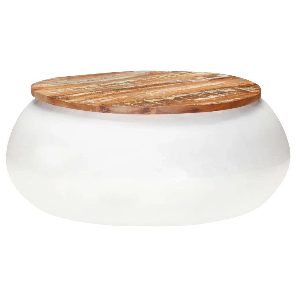Tavolino da CaffÃ¨ Bianco 68x68x30 cm in Legno di Recupero