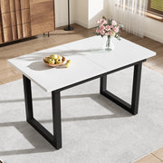 Tavolo allungabile in MDF con struttura in acciaio, stile industriale, per sala da pranzo, bianco e nero, 140 × 80 × 75 cm