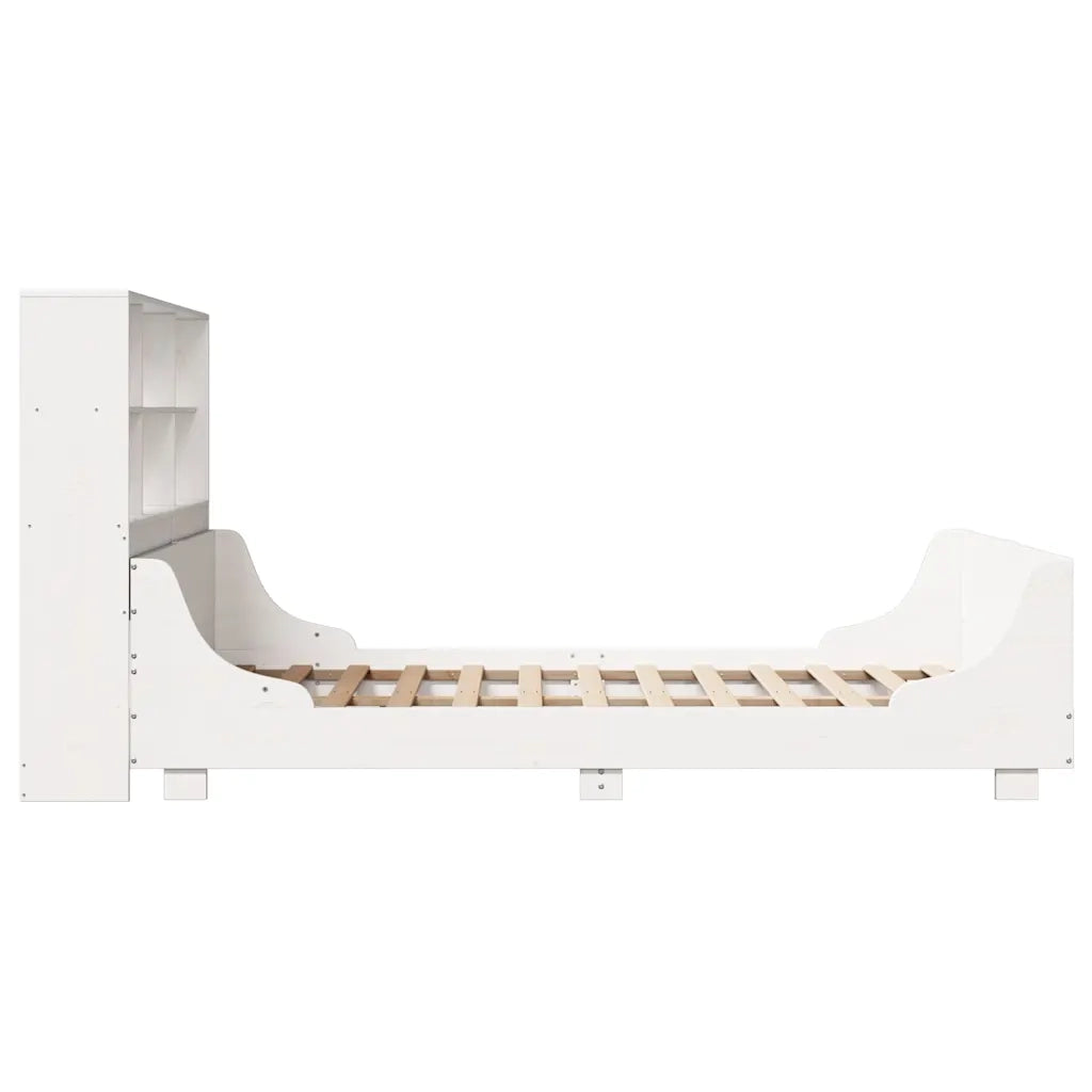 Letto Libreria senza Materasso Bianco 160x200 cm Legno Massello 3323801