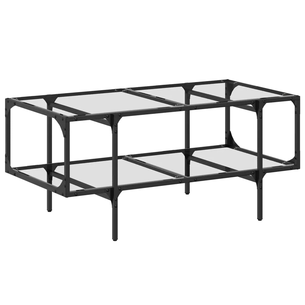 Tavolini con Piano Vetro Trasparente 2 pz 98,5x50x45 cm Acciaio 846042