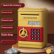 Spazzola automatica per bambini con chiusura a combinazione numerica, rullo di banconote automatico, sensore di impronta digitale, suono e luce elettrica, grande capacità, simula una bancomat intelligente, non richiede batterie.