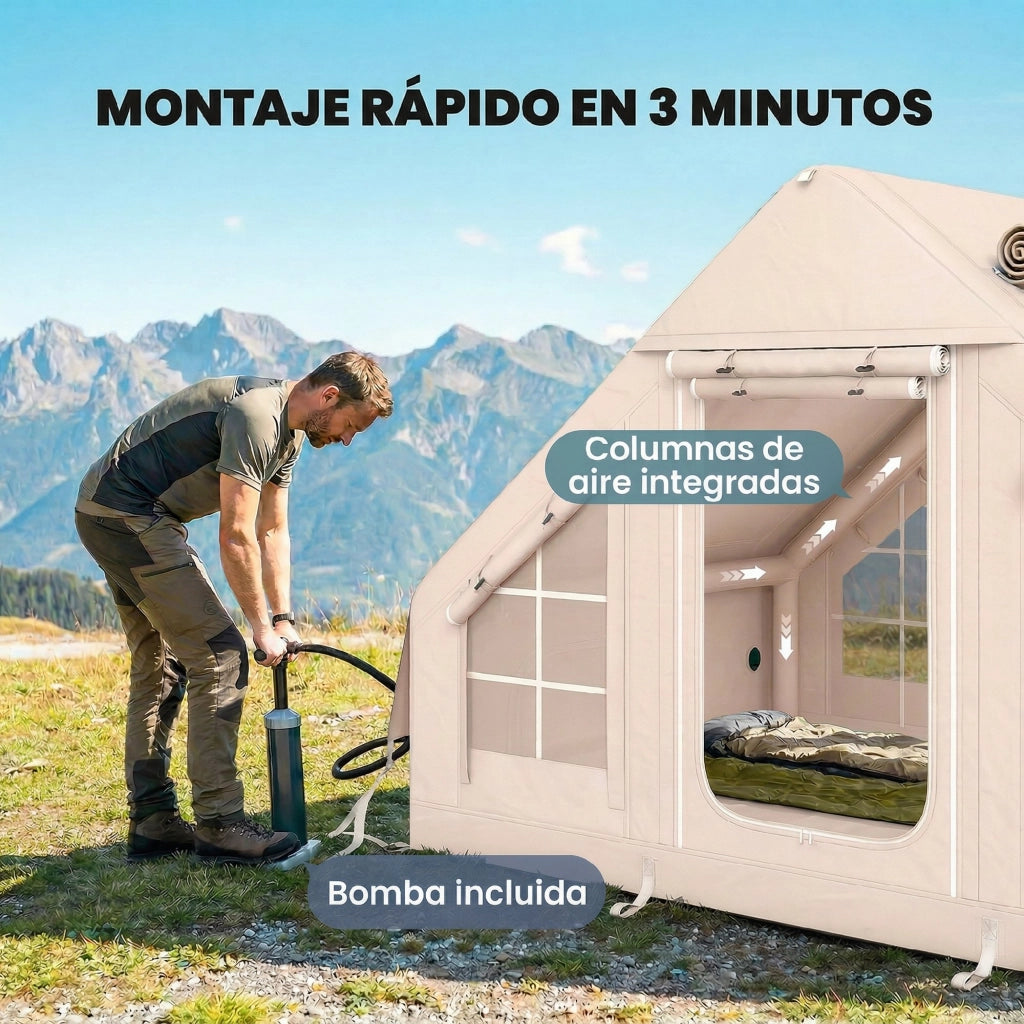 Tenda da Campeggio Inflabile con Camino e Lucernario ¨C zephmum ¨C Impermeabile UPF30+