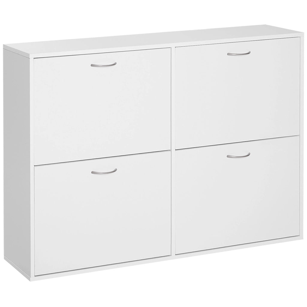 EasyComfort Scarpiera Salvaspazio in Legno per Camera e Ingresso, Capacità 24 Scarpe, 120x24x81cm Bianco