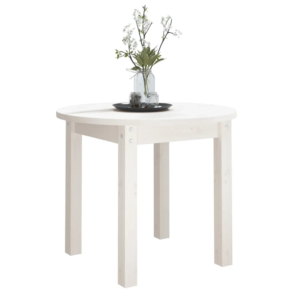 Tavolino da Salotto Bianco Ø 55x45 cm in Legno Massello di Pino 822328