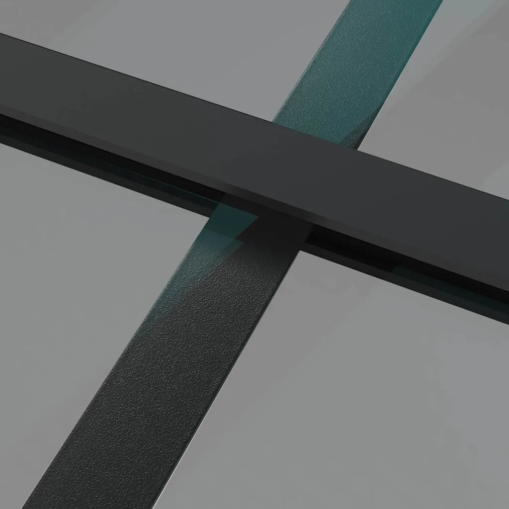Porta Interna 93x201,5 cm Nera in Vetro ESG e Alluminio 350566