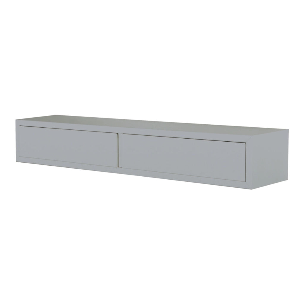 Mensola da Muro con 2 Cassetti Modello DOMINO, Comodino Sospeso, Mensola da Parete, 88.2x13.4 p20 cm. Finitura GRIGIO - MADE IN ITALY