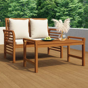 Divanetto con Cuscini Bianco Crema in Legno Massello di Acacia 312139