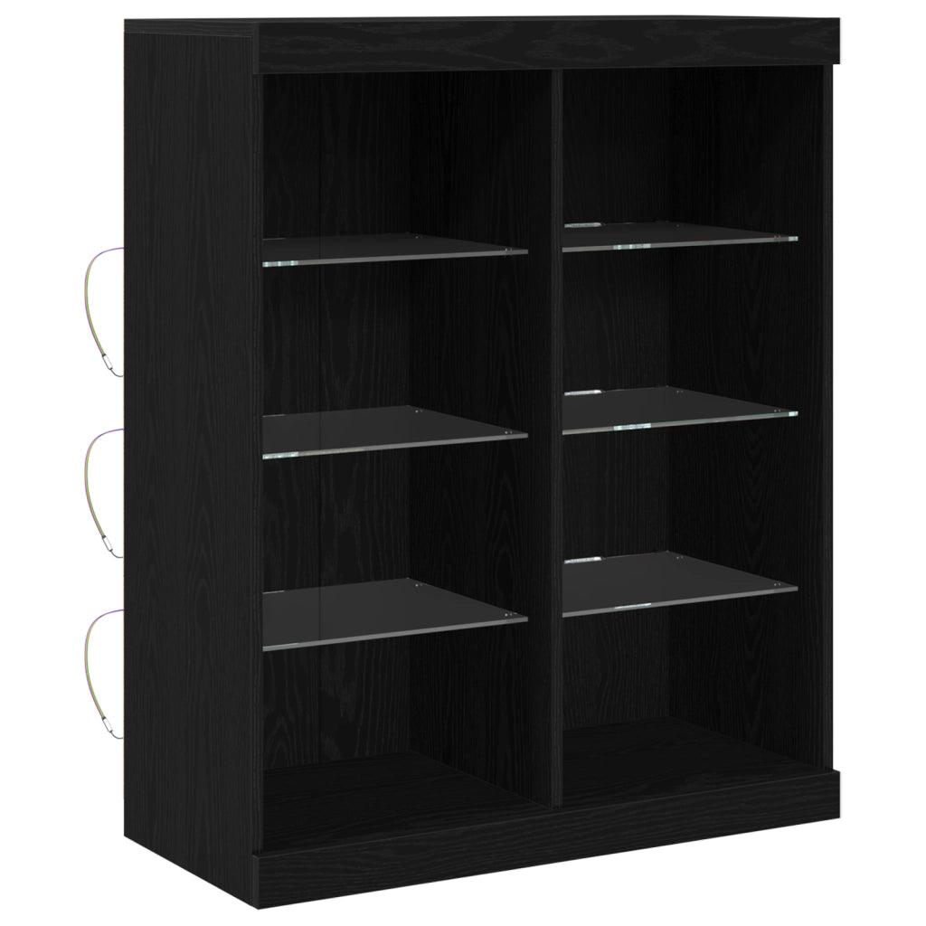 Sideboard con luci LED Nero Rovere 41x37x100 cm