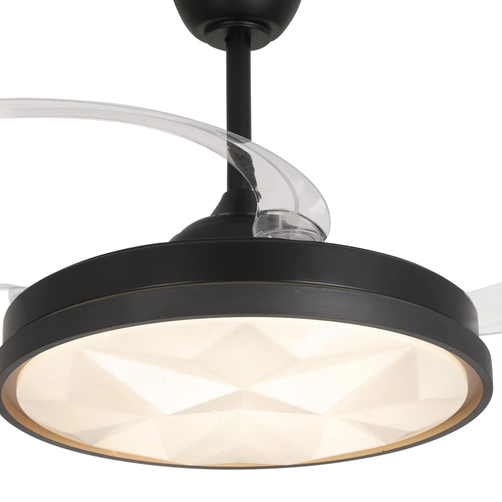 LÚZETE - VENTILATORE DA SOFFITTO LED 48W REGOLABILE CON 4 PALE PIEGHEVOLI WELLINGTON