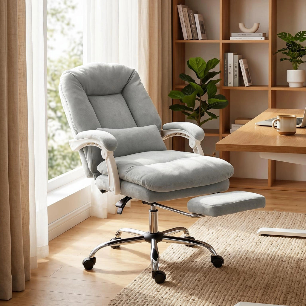 Poltrona da ufficio ergonomica reclinabile in velluto ¨C zephmum ¨C grigio chiaro