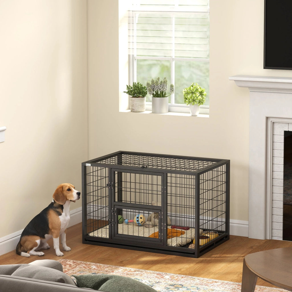 Cuccia per Cani Interna con Porta e Tetto Aprile ¨C zephmum ¨C Nero 94x60x64 cm