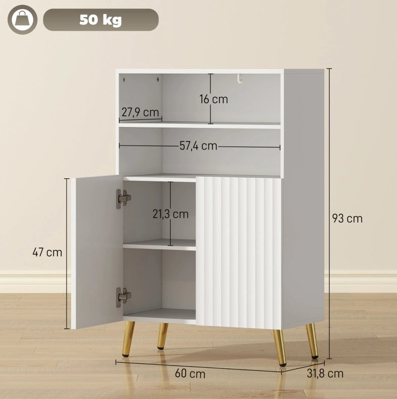 Mobile contenitore da bagno MDF bianco con ante soft-close