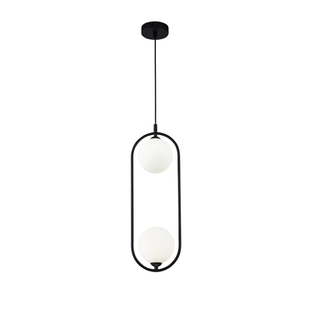 Maytoni Sospensione contemporanea Ring 2 luci G9 nero metallo diffusore vetro