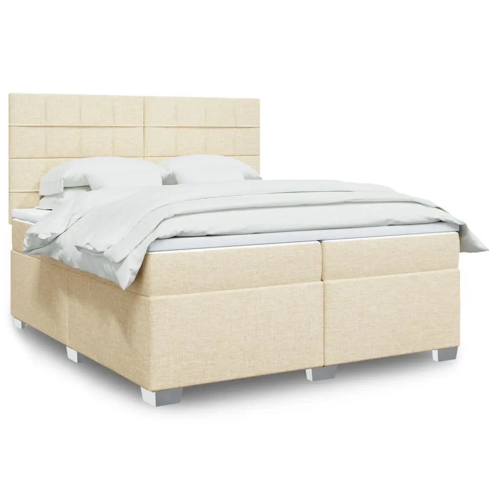 Giroletto a Molle con Materasso Crema 200x200 cm in Tessuto 3290600
