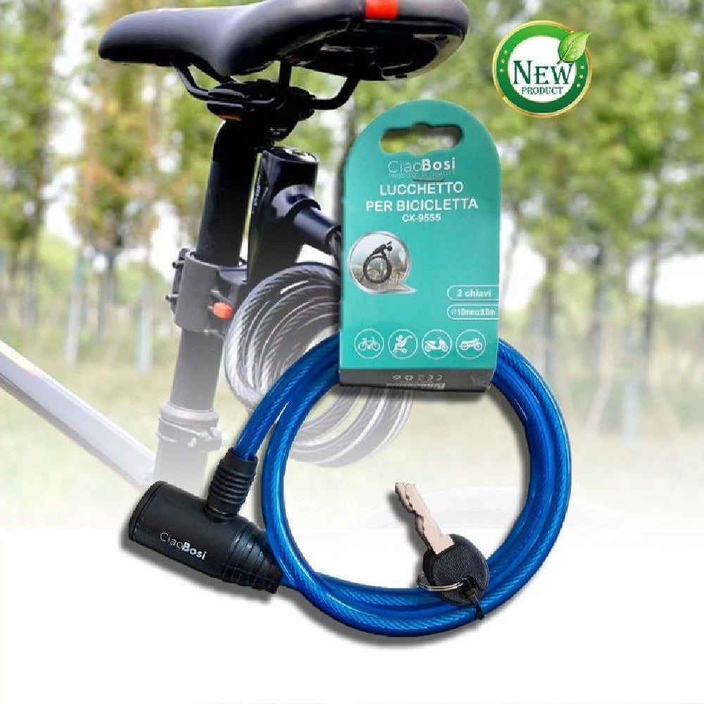 Trade Shop - Catena Antifurto Lucchetto Bici Bicicletta Scooter Moto 80cm 2 Chiavi Cx-9555 -
