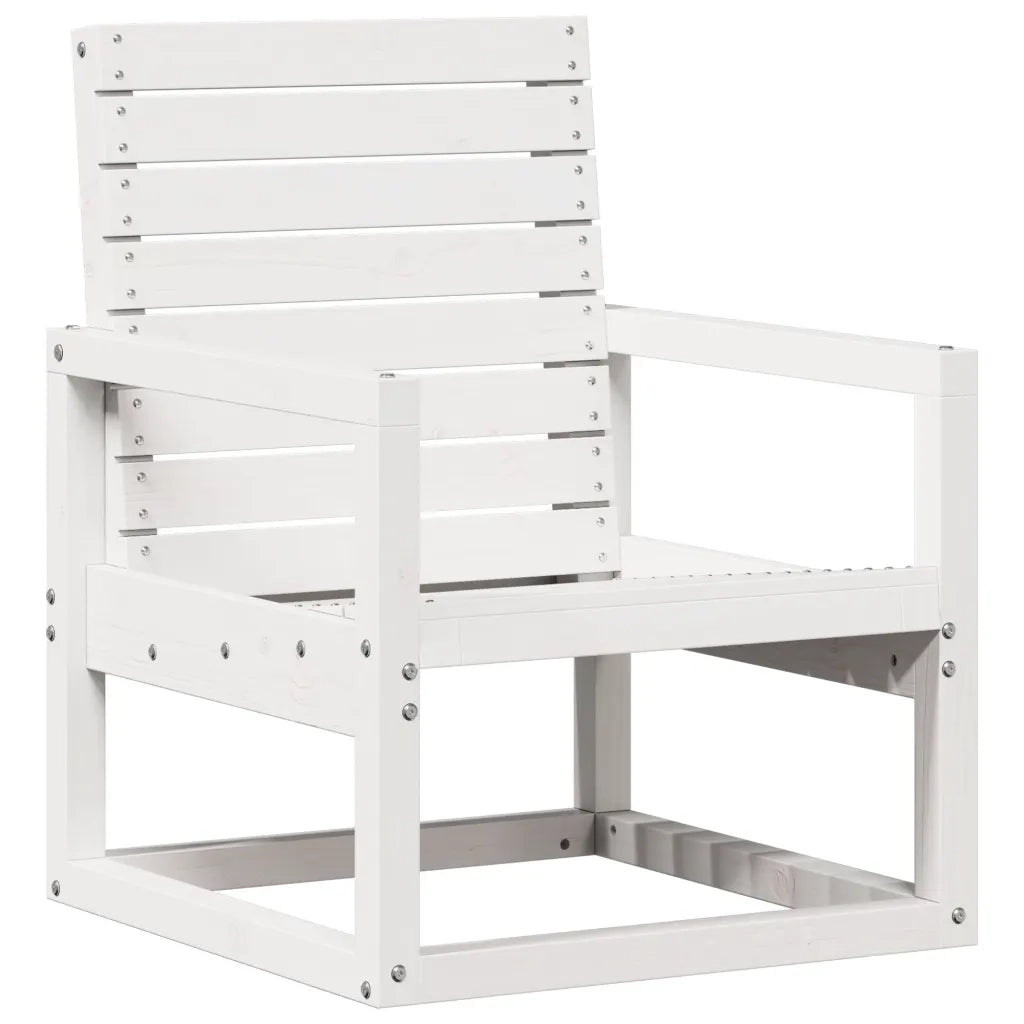 Set Salotto da Giardino 3 pz Bianco in Legno Massello di Pino 832553