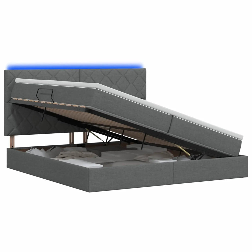 Letto con contenitore LED e materasso Grigio Scuro 200 x 200 cm 3460030