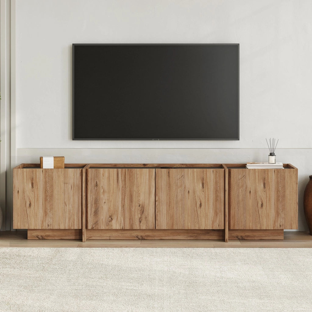 Porta TV in legno "Lowen" - 180 x 35 x 46 cm - Pino Atlantico / Antracite
