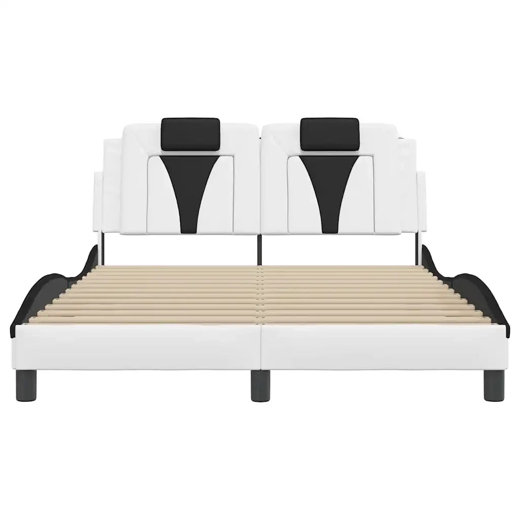 Giroletto Viana senza Materasso Bianco e Nero 140x190 cm in Similpelle 3208095