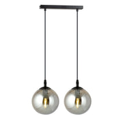 Lampada a sospensione Cosmo in acciaio nero con sfere in vetro grafite