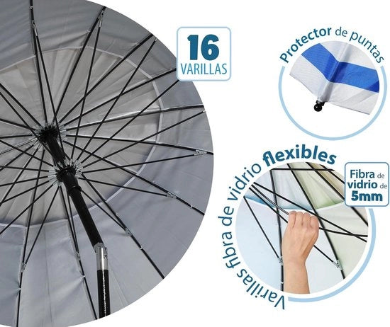 Parasole da spiaggia in alluminio modello Anker e manubrio con UPF 50+ - Blu 240 cm
