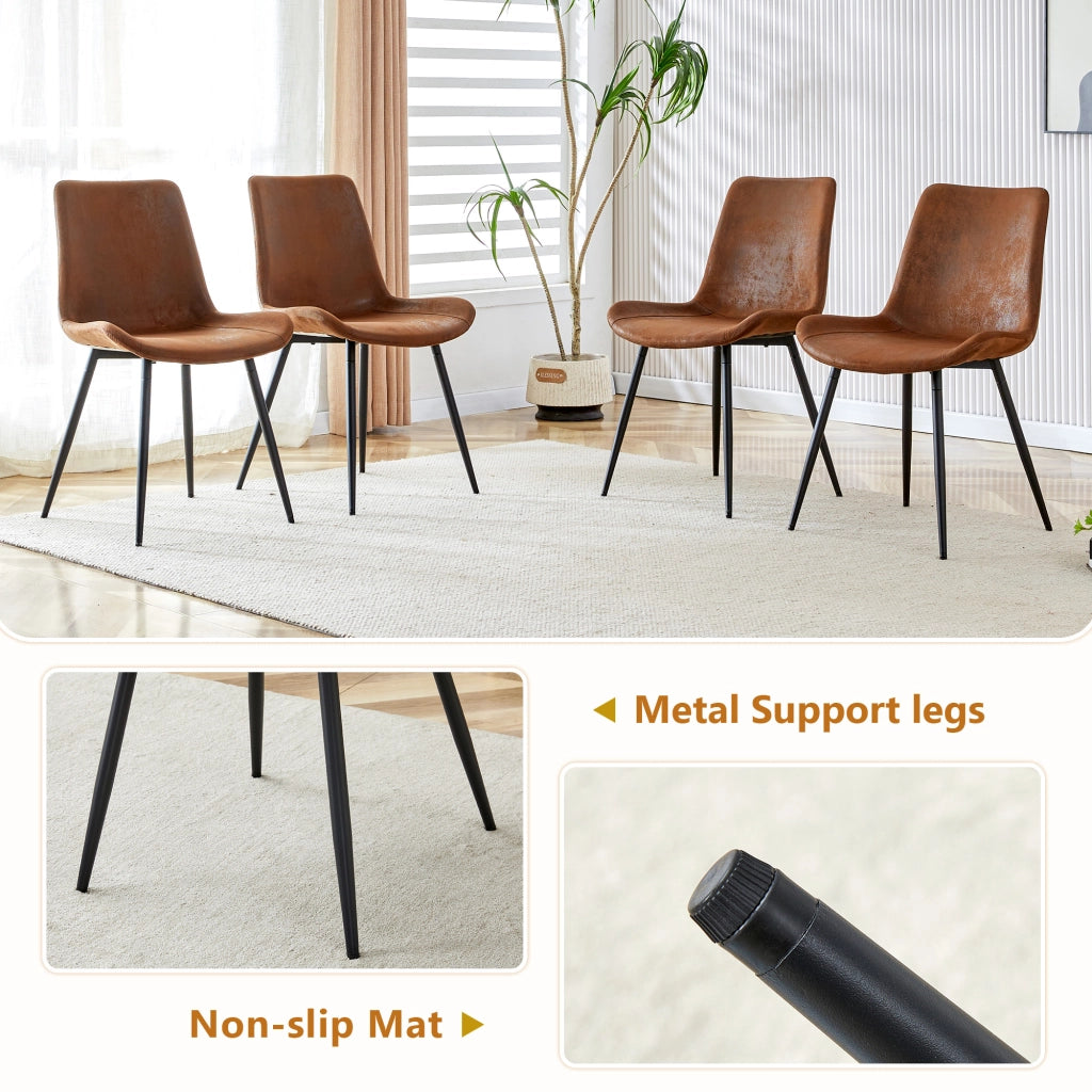 Tavolo da pranzo per 4 persone con ripiano contenitore e 4 sedie stile moderno in MDF e metallo marrone nero 160 cm